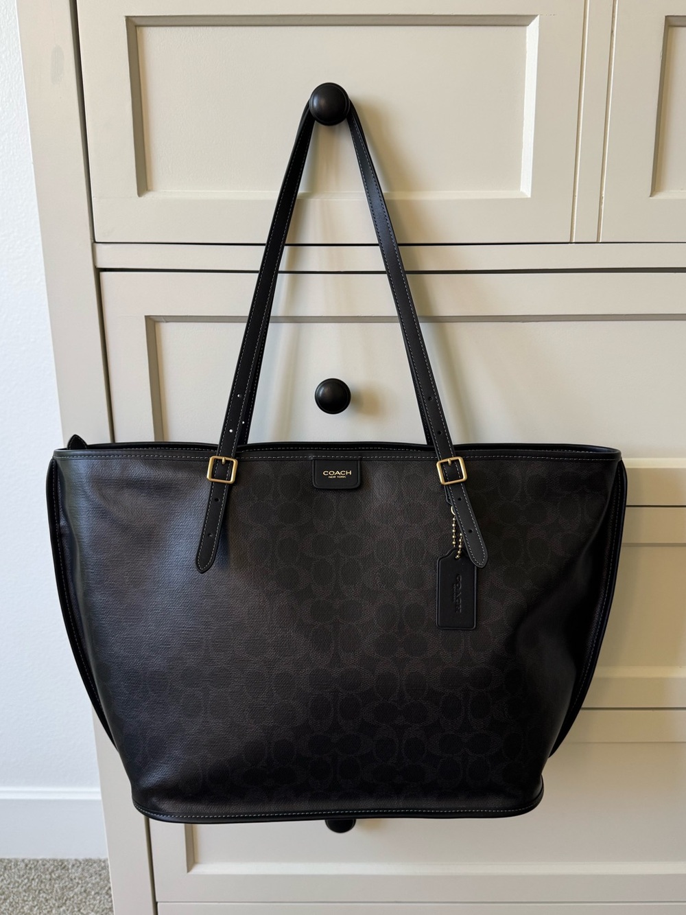 Coach Black Taxi Tote Bag in Signature Canvas